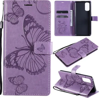 Produktbild von Mobigear Butterfly  OPPO Reno 4 Hülle Klapphülle Geldbörse - Lila