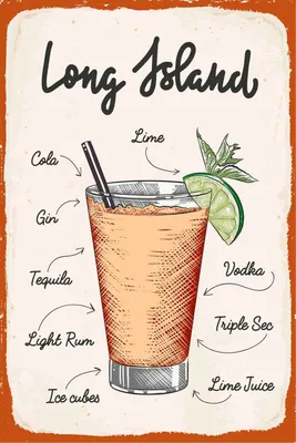 Produktbild von vianmo Holzschild 30x20 cm Long Island Tequila Vodka