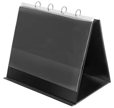 Tafel-Flipover A3 quer, 4-Ring-Mechanik, 10 Hüllen, schwarz