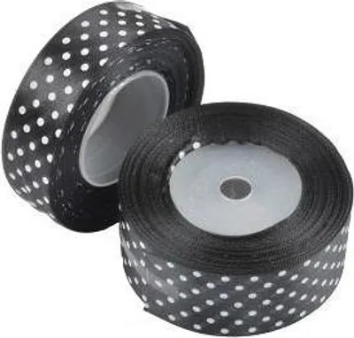 Produktbild von Satinband zum Verpacken von Geschenken Dekoratives Band Schwarz mit Punkten 25 mm 22 m