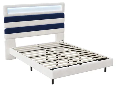 Productafbeelding van Bedframe - Slaapbed - Tweepersoonsbed - Gestoffeerd Bed - Velours Hoofdbord - Houten Lattenbodem