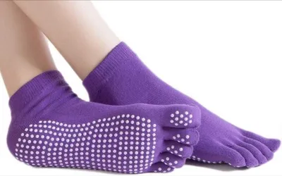 Produktbild von CHPN - Yoga-Socken - Sportsocken - Yoga - Anti-Rutsch - Lila Socken - Fröhliche farbige Socken - Socken - Yoga-Socke - Zehensocken - 36-40 - Tanzsocken