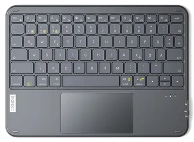 Produktbild von Tablet Tastatur mit Touchpad Ultraleichte Tastatur Kabellose QWERTZ Deutsch mit Trackpad kompatibel mit Tablet Windows Laptop PC KB01105 Grau