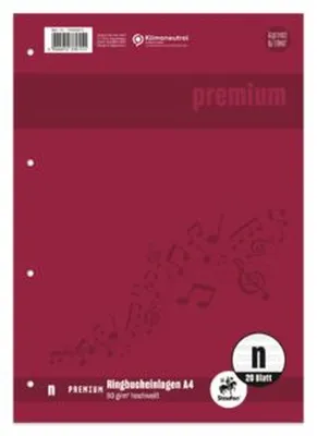 Produktbild von Staufen® 734033015 Ringbucheinlage PREMIUM Notenlineatur - A4, 90 g/qm, 20 Blatt