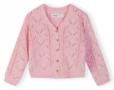 Minoti Strickjacke Hellrosa für Mädchen, Vorderansicht 2