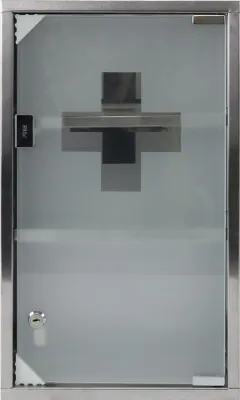 Produktbild von Apothekerschrank 2 Fächer Medizinschrank aus Edelstahl mit Gefrostet Glasmagnettür & 2 Schlüssel Medikamentenschrank abschließbar Hängend Arzneischrank, 30x12x50cm CEEDIR