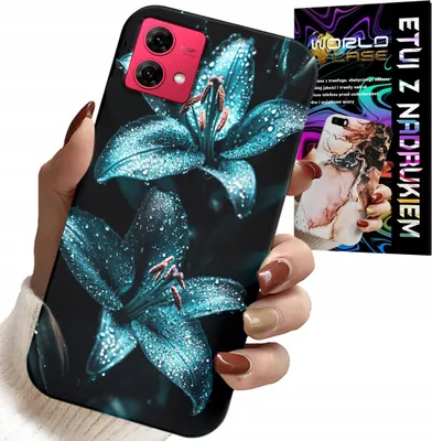 Obrázek produktu pro Pouzdro pro Motorola Edge 40 Neo - Tyrkysové pouzdro s květy lilií + fólie