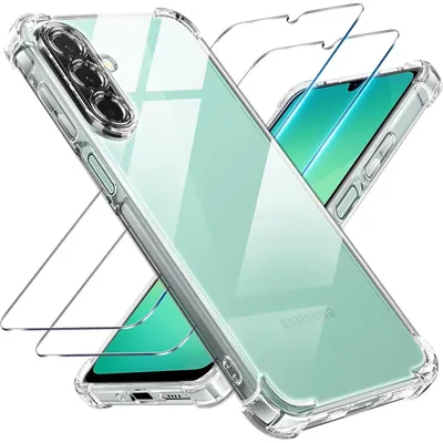 Image de Coque 3 en 1 et film protecteur pour Samsung Galaxy A26 5G, transparente, en TPU, résistante aux chocs et aux rayures