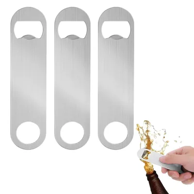 Produktbild von Set mit 3 Flaschenöffnern – Flache Flaschenöffner für Küche und Restaurant – Silber