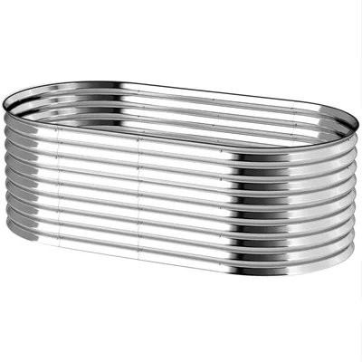 Productafbeelding van Plantenbakken, verzinkt staal, bodemloos design. Hoge plantenbak, modulair, 8+12 panelen, grijs. | Veiligheidsrand | 13,5 kg | 160 x 80 x 56 cm