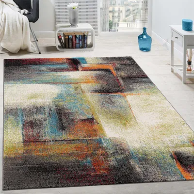 Produktbild von Teppich Kurzflor Farbverlauf schmutzabweisend Mehrfarbig Rechteckig 120x170 | 100% Polypropylen, Rücken aus Jute | Florhöhe: 12 mm | pflegeleicht