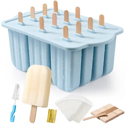 Silikon-Eisformen, 12 Stück, BPA-frei, DIY-Eis am Stiel, Blau