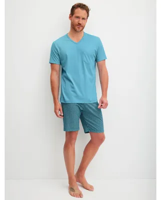 Produktbild von Calida Herren Kurz Pyjama Relax Streamline retro blue 46186 L (52/54)