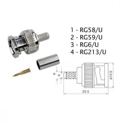 Obrázok produktu pre Konektor BNC RG59 lisovací