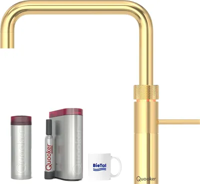 Produktbild von Quooker Wasserhahn Fusion Square gold & PRO3 Reservoire & Sprudelwasser CUBE