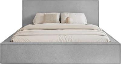 Produktbild von FEDVE Polsterbett MENDOCINO LIGHT aus Chenille-Stoff 180x200 cm, Hellgrau