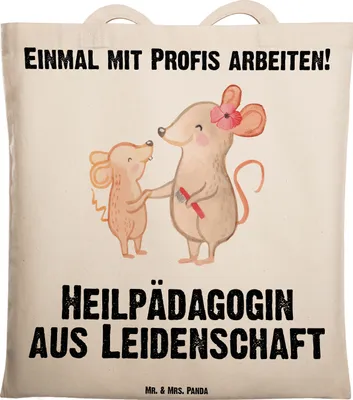 Produktbild von Mr. & Mrs. Panda Einkaufstasche Heilpädagogin Leidenschaft - Transparent - Geschenk, Beutel, Lustig, Studium, Shopping Tasche, Ausbildung, Jutebeutel, Tote Bag, Spruch