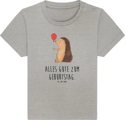 Produktbild von Mr. & Mrs. Panda  T-Shirt Igel Luftballon 12. - 18. Monat - Heather Grey - Geschenk, Herzlichen Glückwunsch, Baby, Ballon, Happy Birthday, Kurzarmshirt, Geburtstag