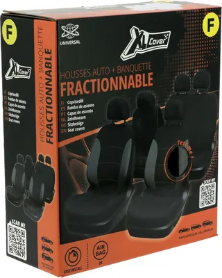 Obrázek produktu pro Potahy sedadel XL COVER, dělené, kompatibilní s airbagem, přední sedadla + zadní sedadla, 5 potahů opěrek hlavy