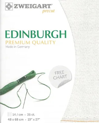 Productafbeelding van Tessuto Evenweave EDINBURGH van Zweigart, voorgesneden, 35 ct., kleur 3217, iris opaal wit, borduurstof, 100% linnen, 48x68 cm