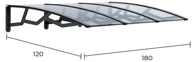 Image de Auvent Alvéolaire En Polycarbonate Transparent De 6 Mm Avec Supports Gris Foncé, 120 X 180 Cm