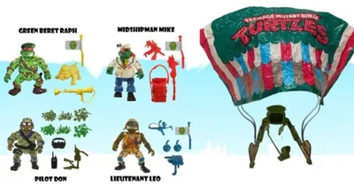 Produktbild von Teenage Mutant Ninja Turtles Classic Actionfiguren 4er-Pack Sewer Heroes mit Fallschirm