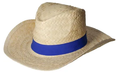 Obrázek produktu pro Strohhut "Texas" uni – univerzální sluneční klobouk pro dámy i pány – stylový kovbojský klobouk s páskou na suchý zip – přírodní barva/modrá