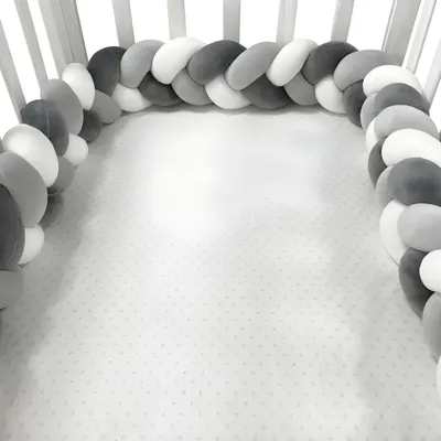 Produktbild von Bettschlange geflochten, Baby Nest, Bettumrandung Baby Bett weiß schwarz 2m