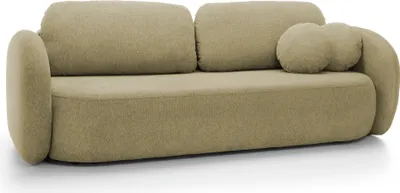 Produktbild von DomoHome Sofa OLIO Schlafsofa mit Bettkasten, Dekokissen, Klappfunktion, Skandinavisches Design, Liegefläche 142x200 cm, Schwarze Beine, Größe: 238x86x101cm, Farbe: OLIVE