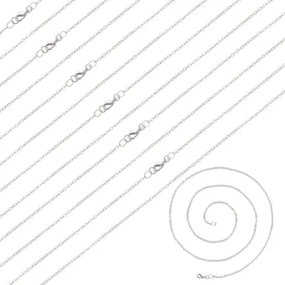 20 Ketten 46 cm, 1,5 mm Edelstahl, Karabinerverschluss, silber