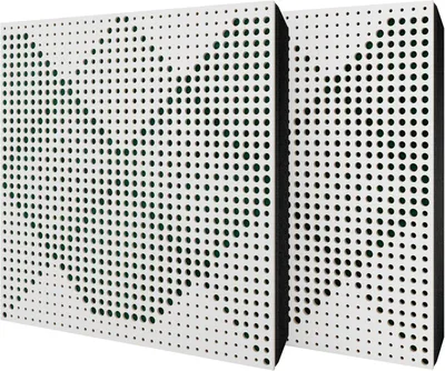 Obrázek produktu pro Balení po 2 kusech – akustický panel s velurovým potahem a montážní sadou | 50 x 50 x 5 cm | Absorpce, difúze, odraz a zvuková izolace | [WILDS – bílá | zelená]