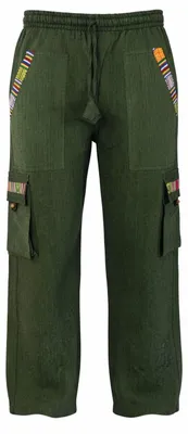 Produktbild von Yogahose, Goa Hose im Ethnostyle - Olive, Herren, Grün, Baumwolle, Größe: M
