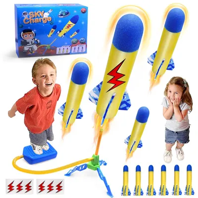 Immagine prodotto di Razzi giocattolo in schiuma, confezione da 6 pezzi, adatti a bambini dai 3 ai 7 anni, ideali per il gioco all'aperto