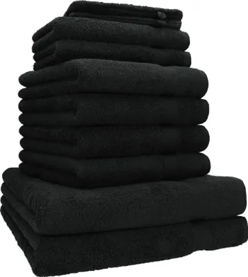 Produktbild von Betz 10-tlg. Handtuch-Set PREMIUM 2 Duschtücher 4 Handtücher 2 Gästetücher 2 Waschhandschuhe Farbe: schwarz
