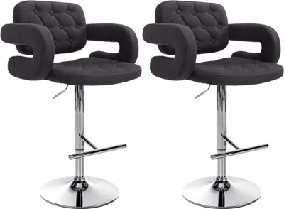 Productafbeelding van Set van 2 barkrukken met stoffen bekleding - krukkenmodel - in hoogte verstelbaar | Kleur: zwart