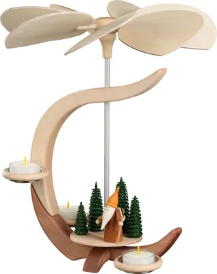 Produktbild von 1-stöckige Pyramide C-Form Waldarbeiterwichtel (30cm) von Seiffener Volkskunst