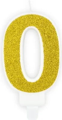 Produktbild von Kerze  Zahl „0“ Gold Glitzer