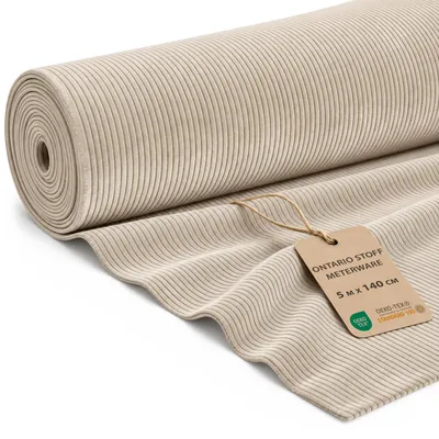 Produktbild von Cordstoff Meterware Cord Stoff Polsterstoff Möbelstoff 5 m x 140 cm Beige
