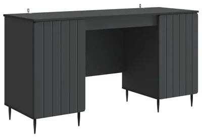Produktbild von vidaXL Schreibtisch mit Regal Schwarz 142,5 x 50 x 75 cm Holzwerkstoff