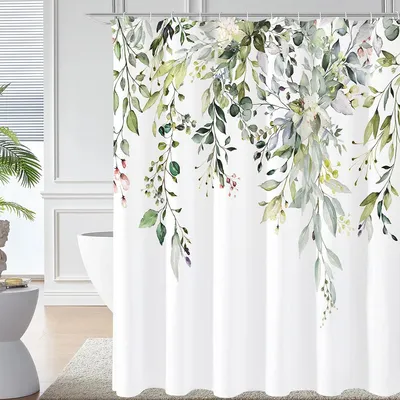 Produktbild von Duschvorhang Wasserdicht maschinenwaschbar Green Leaf Shower Curtains Breite 200 cm