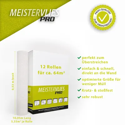Produktbild von A.S. Création Vliestapete Meistervlies Pro Protect 2, weiss, überstreichbar, 10,05 m x 0,53 m, 167613, 1676-13