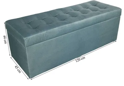 Obrázok produktu pre mg dizajnová čalúnená stolička, 45x120 cm, farba svetlomodrá - mäkký sedák, skladacia s úložným priestorom (143 l) vydrží zaťaženie do 100 kg