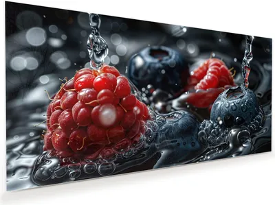 Produktbild von Glasbild 60x30cm in XXL für Wohnzimmer, Schlafzimmer Motiv Früchte im Wasser