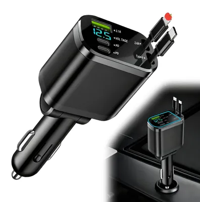 5-in-1 Autolader 75 W USB-C mit 3 Ports und 2 Kabeln