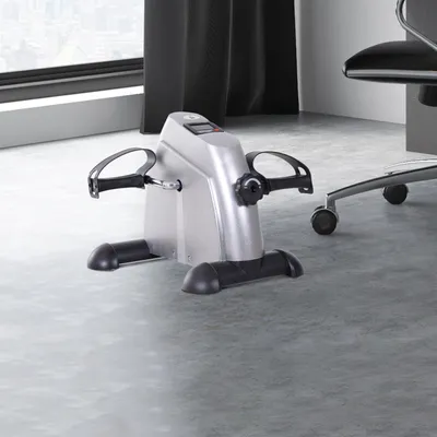 Image de Mini pédalo d'entraînement pour les bras et les jambes, vélo d'appartement, vélo de fitness avec écran LCD, résistance réglable, argent | 35×40×31 cm | 5 kg