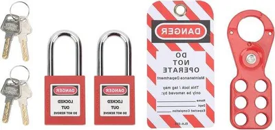 Immagine prodotto di Kit di sicurezza elettrico - Set di serrature con serratura di sicurezza - Antisabotaggio - Fissaggio da 15 pollici/38 mm.