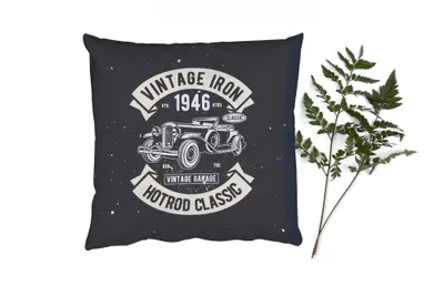 Produktbild von MuchoWow® Zierkissen Sofakissen Wohnzimmer Dekokissen 40x40 cm Mancave - Auto - Schwarz - Vintage - Foto Kissen - Schlafzimmer Dekoration