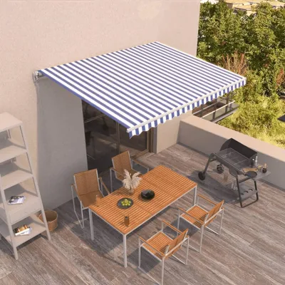 Immagine prodotto di The Living Store Tenda da sole manuale a scomparsa 450x350 cm blu e bianca
