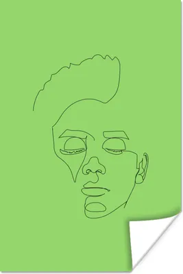 Produktbild von MuchoWow® Poster Mann - Gesicht - Strichzeichnung 80x120 cm - Papierdruck