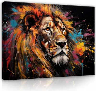 Produktbild von Leinwandbilder Löwe Abstrakt Pop Art Tiere 120x80 cm groß Modern Bilder Bild auf Leinwand Leinwandbild Wandbilder Wandbild Wohnzimmer Schlafzimmer